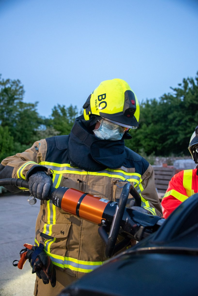 Brandweerman in actie